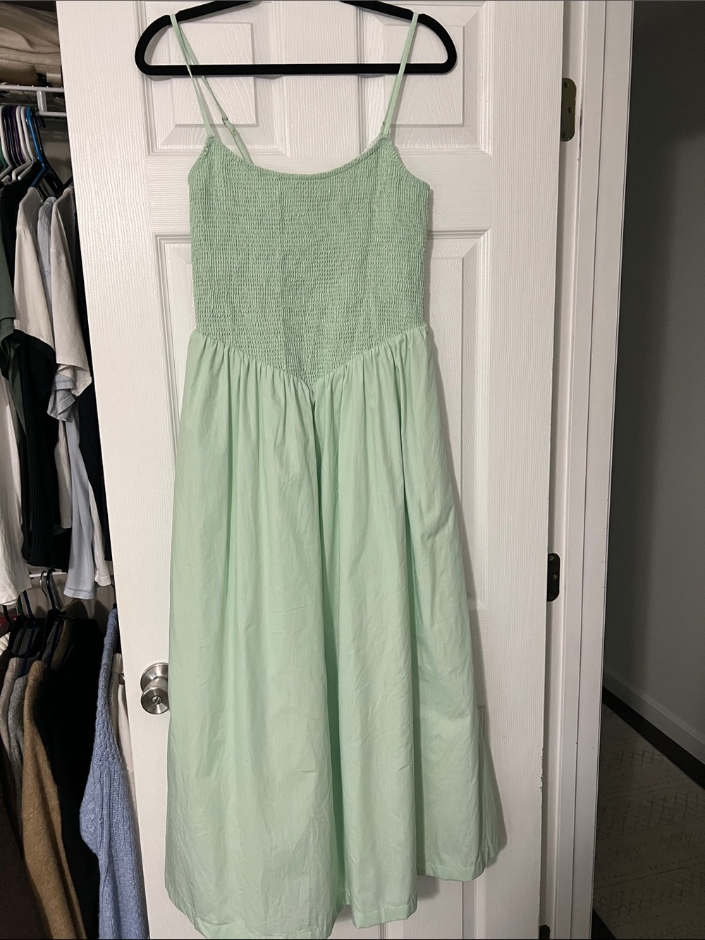 Abercrombie & Fitch Mint Green Smocked Midi Dress